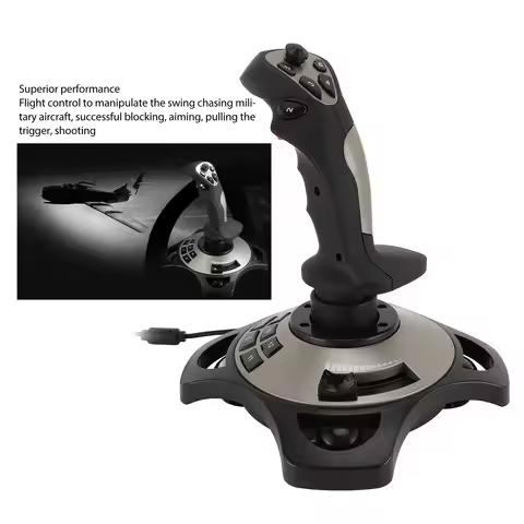 PC Flight Joystick Wired Flight Stick Flight Simulator Control Joystick with Vibration Function Thro