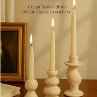 1pc Cream Resin Taper Candle Holder, Sculptural Modern Nordic Candle Stand For Romantic Dinner Table