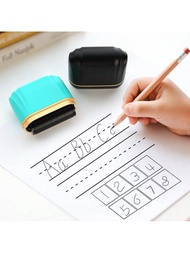 1pc Roller Stamp With Double Grid & Double Line, English Alphabet & Number Practice, Convenient For