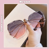 Fesyen Big Frame cermin Mata Hitam gaya jalan wanita Polygonal Sunglasses bingkai logam Multi-warna 