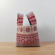 聖誕紅-圖騰針織袋-針織包-手提包-環保手提袋-便攜收納包-手腕包