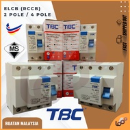 [READY STOCK] TBC 2 POLE 4 POLE 40A / 63A (100mA / 300mA) ELCB / RCCB with SIRIM APPROVED
