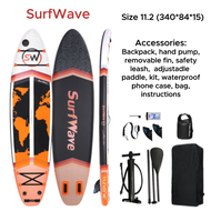 SurfWave แพดเดิลบอร์ด 11.2 ฟุต 340×84×15 cm พร้อมอุปกรณ์ครบชุด Inflatable SUP Board Paddle Board wit