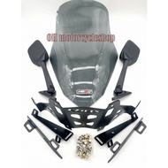 Mirrors Motorcycle Accessories smoke blk visor/long windshield bracket with sidemirror full set for