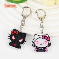 PEONYTWO Keychain, Hello Kitty Sanrio Keyring,  Kawaii Acrylic Spiderman Bag Pendant School Bag Pen Bag
