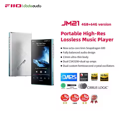 FiiO JM21(3+32GB) Android 13 Hi-Res Music Player MP3 with Snapdragon 680, Bluetooth WiFi USB DAC 12.