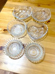 斷捨離鴨-六個玻璃雕花水晶雕刻紋路設計 水果盤 餐盤 沙拉碗 冰果盤