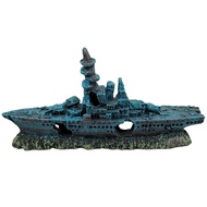 Ship Landscaping Decoration,Fish Tank Resin Sunken Ship Accessories,Retro Ship Sculpture for Aquariu