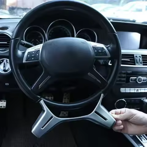 For Mercedes Benz C E ML GL Class W204 W212 W463 W166 X166 Car Steering Wheel Panel Sticker Cover Tr