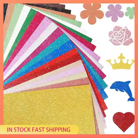 AA05 40 Sheets 20 Colors Glitter Cardstock 250GSM A5 Paper No-Shed Thick Sparkly Card Stock, Shimmer
