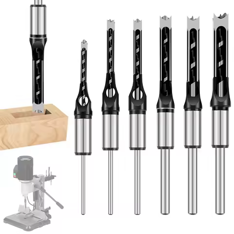 4/6PCS Square Hole Drill Woodworking Drill Bit Hss Twist Square Hole Drill Bit 6.4-16mm Spiral Morti