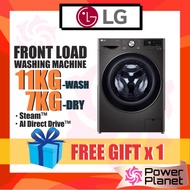 [FREE GIFT] LG 11/7kg Washer Dryer Front Load FV1411H3BA with AI Direct Drive™ and Steam+™ 11KG / 7K