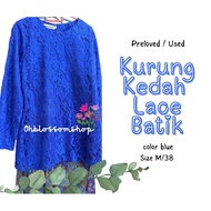 Preloved Used Baju Kurung Kedah Lace Batik Selisih saiz M 38 warna biru