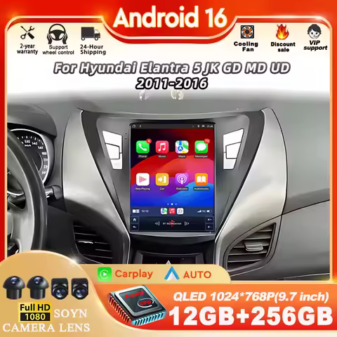 9.7 inch For Hyundai Elantra 5 JK GD MD UD 2011-2016 Android 16 Car Radio Multimedia Video Player Na