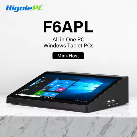 Higole F6APL 10.1'' Fanless Mini PC Intel J3455 Windows 10 WiFi5 4GB 64GB 2340mAh 4K RS-232 RJ45 Lap