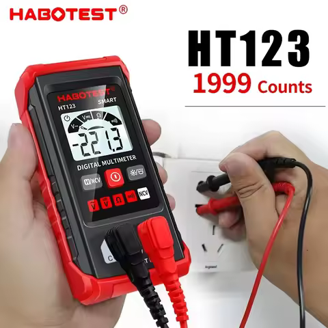 HABOTEST HT123 Mini Digital Multimeter Auto-Ranging 600V AC/DC Voltage Tester with NCV Ohm Test Port