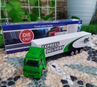 diecast mobil truk kontainer peti kemas alloy anak - miniatur truk kontainer