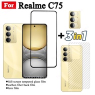 3 IN 1 Realme C75 ฟิล์มกระจกนิรภัยสําหรับ Realme C61 C63 หมายเหตุ 60 คลุมทั้งหมดป้องกันหน้าจอกระจก +