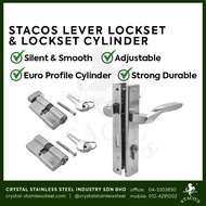 STACOS Lever Lockset Mortise Door Lock Handle Entrance Grill Door Gate Lock Set Euro Thumbturn Cylinder Tombol Pintu 门锁