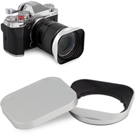 Haoge Silver Metal Square Lens Hood for Fujifilm XF 16-50mm f/2.8-4 R/XF33mm F1.4 R WR Lens and Fuji