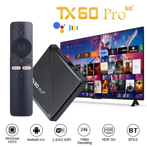 Voice Remote TX60 PRO 5G Android14 Box H313 Chip 8K UHD Dual Band WiFi BT5.0 3D Video Home Theater B