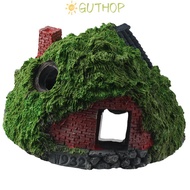 GUTHOP Aquarium Decoration, Resin Simulation Hobbit House, Simulation Thatched House Betta Hideout C