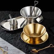 Snowflake Ice Bowl Korean Style304Stainless Steel Dessert Bowl Commercial gold Smoothie Bowl Hot Pot
