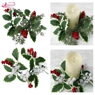 Abbraccia Pillar Candle Rings Wreath Berries Candle Holder Leaves Wreath Pillar Candle Rings for Tab