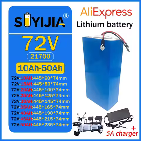 72V 50Ah 45Ah 20Ah 25Ah 30Ah 35Ah 40Ah 15Ah 10Ah 21700 Lithium Battery Pack 3500W High Power BMS EU/