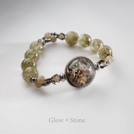 幽靈山共生黃方解石、銳鈦礦及晶中晶手串