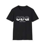 Round Neck T-Shirt	UnisexParis CDG Airport T-Shirt - French City Graphic Tee, Unisex Softstyle Trave