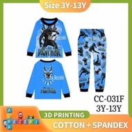 [3Y-13Y] Caluby Black Panther Baju Tidur Kanak Boys Baby Pyjamas Boy Pajamas Long Sleeve Cotton O- N