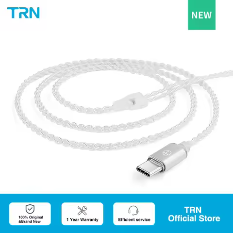 TRN A7-TC Earphone Type C Silver-plate copper Upgrade Cable 2 PIN for BA16 BAX MT1 MAX MT4PRO TRN Of