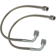 2pcs -3 AN 12" Stainless Braided TFE Brake Line Straight x 90° -3 Brake Hose