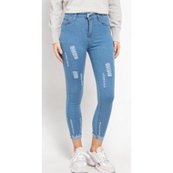 Lavabra Ripped Skinny Cuffed End Jeans - Blue