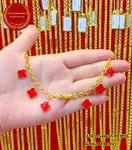ข้อมือแฟชั่นคิดตี้ โคลเวอร์ จี้ปี่เซียะทองแท้ 99.99%🌟น้ำหนักทอง 0.1กรัม มีใบรับประกันให้