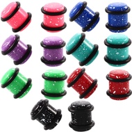 Alisouy 36pcs Ear Tunnels Pierces Gauges Mix Size 14G-00G full sets Stain Spot Speckle Acrylic Ear E