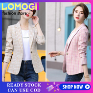 LOMOGI Blazer for Women Spring and Autumn New Korean The British Casual Plaid Short Women's Suit Trend