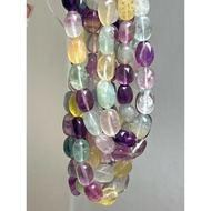 (A91) Fluorite Oval Shape 8mm to 10mm 38cm Incomplete Bracelets Necklace Loose Beads 萤石半成品随形