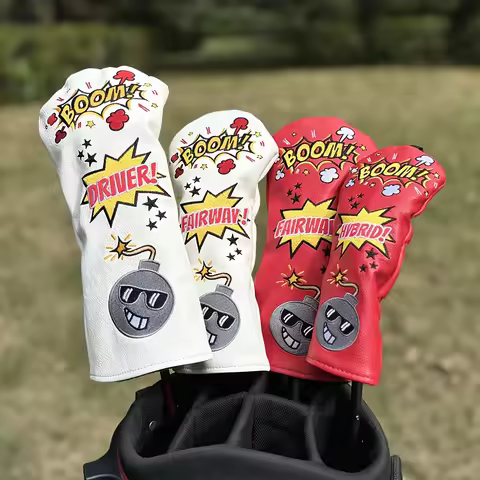 1pc Vibrant Comic-Style Golf Club Headcover with Zipper - Durable PU Material, Protects Driver, Fair
