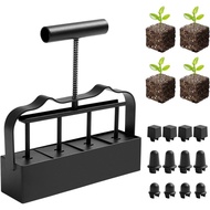 KHAMAL Soil Blocker for Seed Starting 4 Cell - 2 inch Soil Block Maker with Ergonomic Handle & 3 Typ