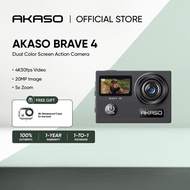 AKASO Brave 4 - Dual Color Screen Action Camera | 4K30fps Video | 20MP Image | 5x Zoom | Wireless Co