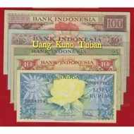 1 Set Uang Kuno Seri Bunga Pecahan 5 - 100 Rupiah 5 Lembar