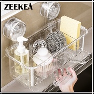 Zeekea Plastic Wall Mounted Shelves for Bathroom Kitchen Sink Organizer with Divider Drain Rack