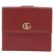 【日本直送】經典名牌 GUCCI GG Marmont 雙摺短夾 456122 牛皮 紅色 女性【二手】