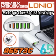 [Ready Stock] LDNIO A6573C 65W PD Type-C Port + 5 QC USB Ports Fast Charger for Smartphone / Laptop / Samsung / Xiaomi / Huawei / Oppo / Vivo / Realme / OnePlus
