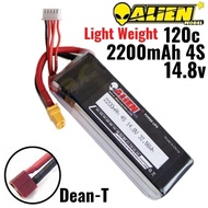 Alienmodel 4S 14.8V 2200mAh 120C Lipo Battery with Dean-T Plug AL2200/120-4SD
