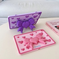 3D Bow Invisible Stand Case With Lanyard Bracket Kids Tablet Cove For iPad M2 M3 M4 M5 11th A17 Pro 