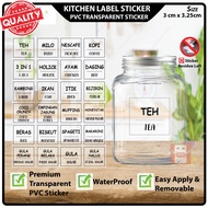 Kitchen Sticker Label / Label Dapur Transparent Waterproof / Sticker Label Dapur / Kitchen Label / D