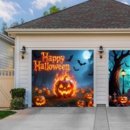 Halloween Garage Door Cover Happy Halloween Banner Hanging Decorations Backdrop Decor for Home Wall 